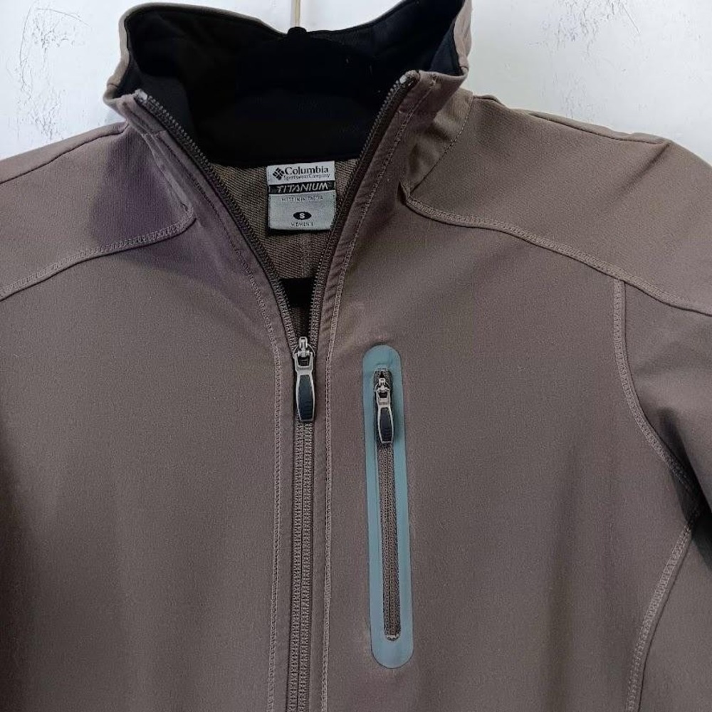 Columbia Titanium Jacket Womens Small Brown Softshell Omni-Shield Zip Hiking - Picture 2 of 10